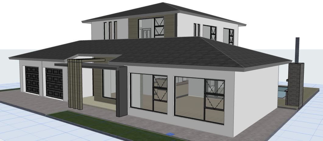 The 3D model from the street.