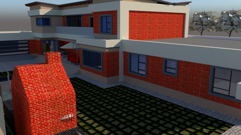 The 3D model from the courtyard.